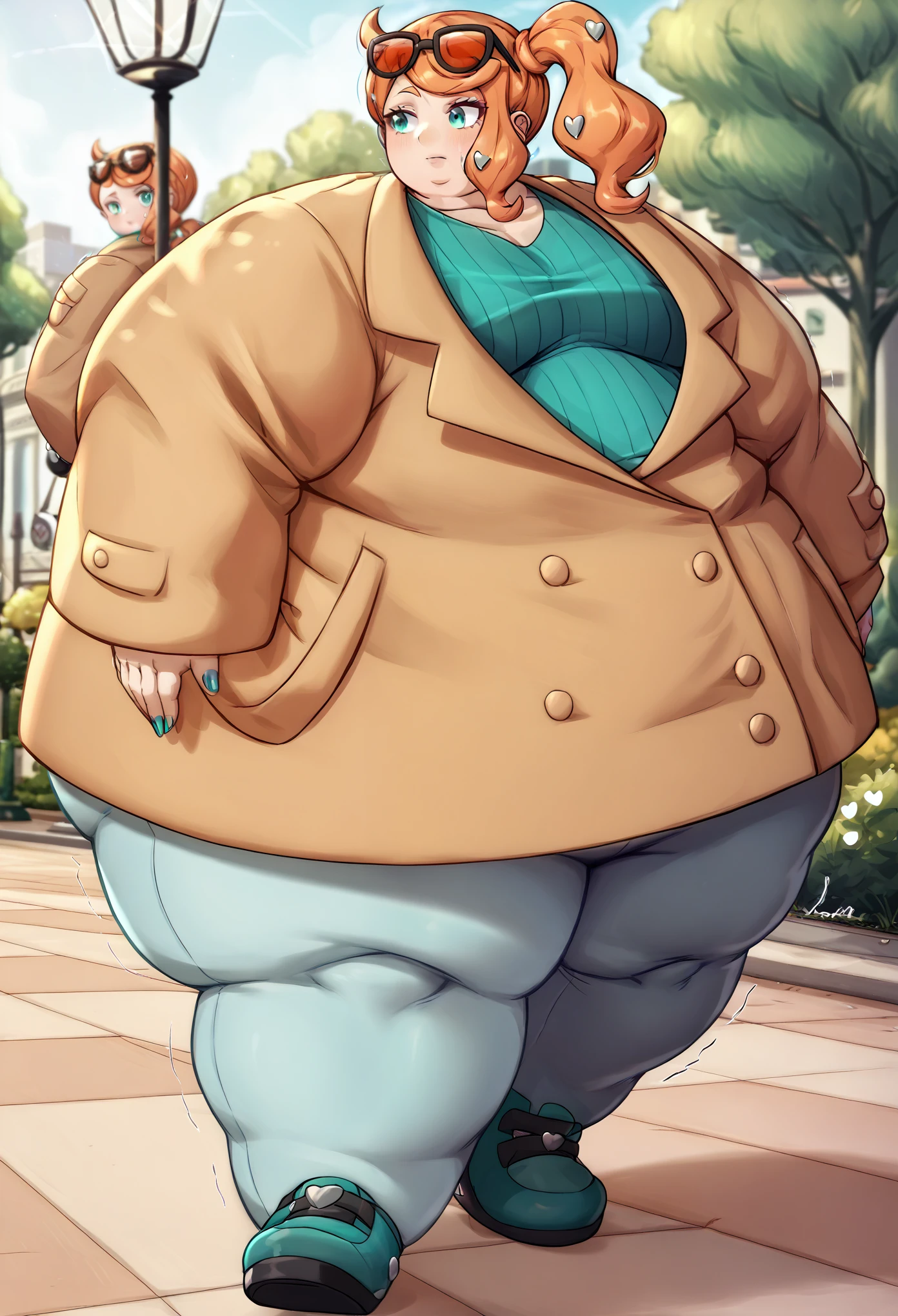 ((Detailed face and eyesa:1.4))he has a jiggly fat round belly, thicc, ((his belly is fat and round, obese)), big belly, fat belly, extremely fat, fat man, strong fat bacchanalian body, obese, oppai proportions, small curvy ((one person:2.0)),anime,(Male) ,( handsome), (Chuuya Nakahara from Bungou Stray dogs), ((Grey vest,white shirt, black jacket oves the shoulder, Black fedora:1.6)), ((bacchanalian body)),((( huge fat thighs, immensely inflated Hips:1.9)))((Proportionally large arm and Legs:1.3)), ((chubby cheeks, double chins fat face)),((high quality:2.0)), ((Huge butt:1.9) pose((right hand on hip)) expression ((Devious smirk ))