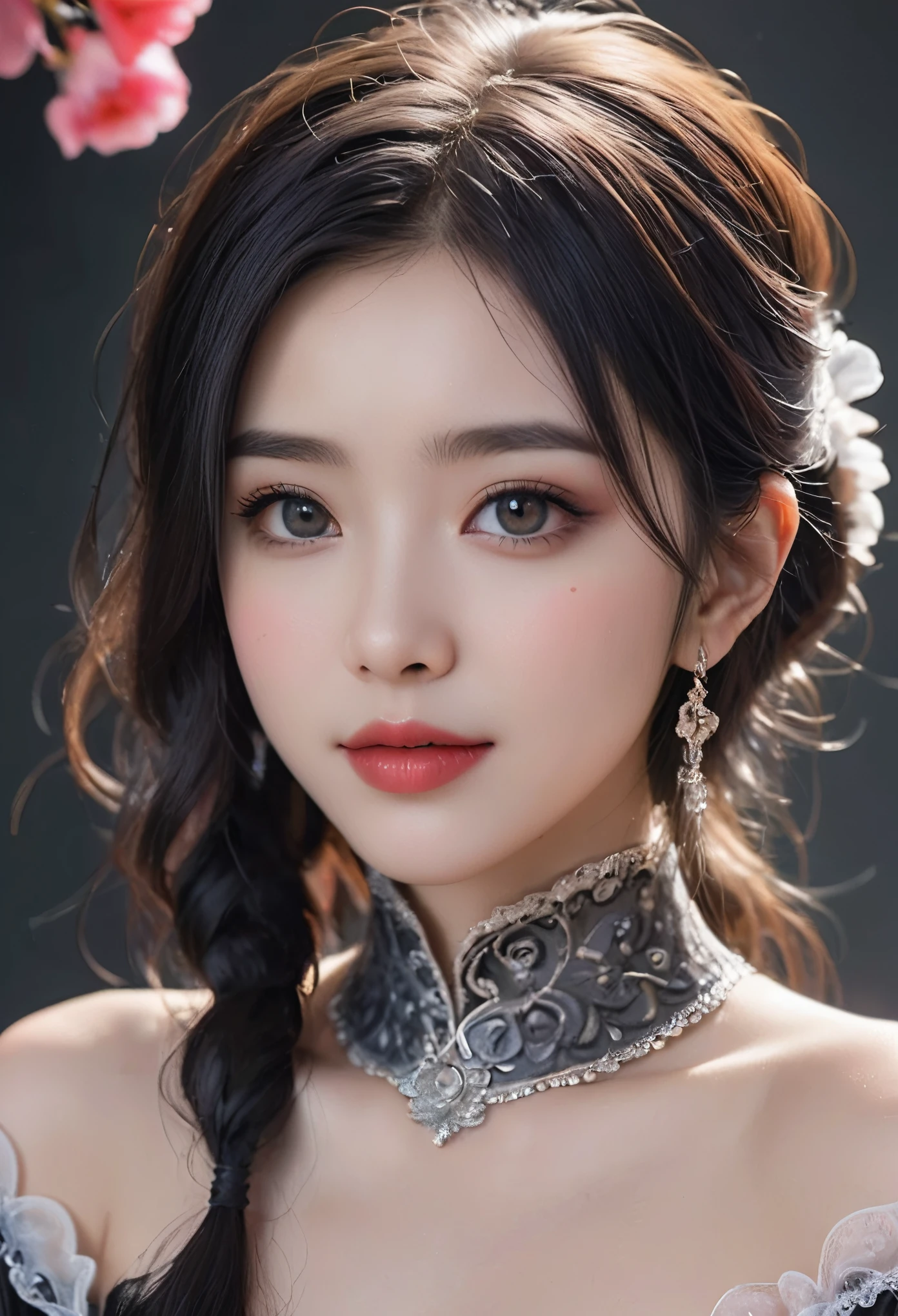 8K,  ultra high resolution,  HIGHEST QUALITY , masterpiece,  surrealistic ,  photo ,  1 girl at home, (18 years old:1.3),  pretty girl, Cute face, 每个细节都beauty的眼睛, 細かく detailedに, Gothic,Solo Girl,Back Alley in Heavy Rain ,goth girl ,earrings,Gothic式慢节奏翻拍,Gothic式连衣裙,(Shiny golden brown hair ,Short Ponytail),(Princess face composition,Big eyes,Pointed Mouth,Red lipstick,Cute round face, a happy smile ,blush with embarrassment,blush,),(8K quality,desktop, HIGHEST QUALITY , ultra high resolution出力image,), intricate detail ,(非常に detailedな生の全身 photo :1.3),(Picture Mode Ultra HD),、Through 、View audience、beauty,Long Neck、Smile、 Please close your mouth and laugh 、((( ideal body proportions ))),A cup small breasts :2,、image:2、  perfect anatomy 、Vivid details、 detailed、 surrealistic 、Light and Shadow,glare,Fashion magazine cover,Thin lips