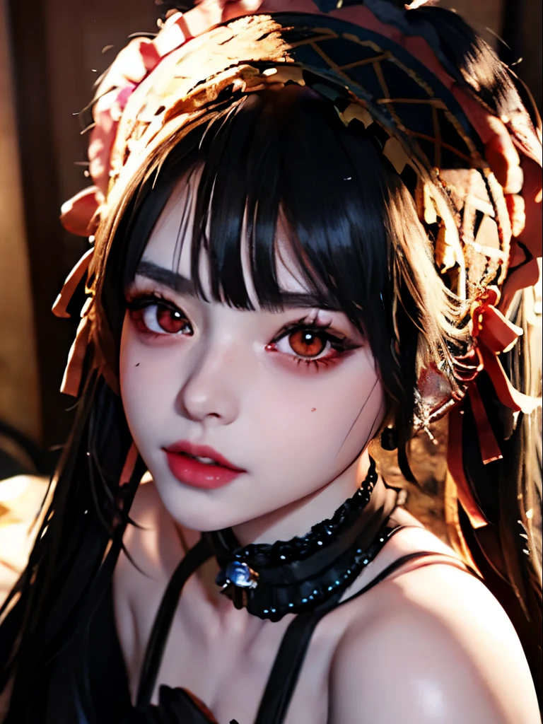 ultra realistic 8k cg, picture-perfect face, flawless, clean, masterpiece, professional artwork, 1girl, tokisaki kurumi, heterochromia,gold eyes 