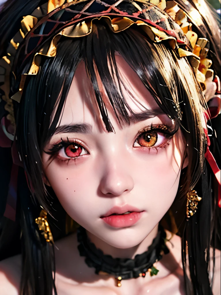 ultra realistic 8k cg, picture-perfect face, flawless, clean, masterpiece, professional artwork, 1girl, tokisaki kurumi, heterochromia,1 gold eyes 