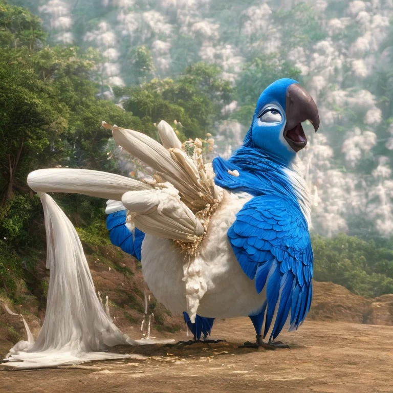 photorealistic, solo, (((( Mimi a female Spix macaw, Blue feathers, avian, feral, hyper excessive anal white feces, screaming)))), hyper realistic, cinematic colors, cinematic lighting, incredible detail, 16k resolution, award winning photography, ((((feral, rear view lying on back)))), ((((bird legs up, anal white feces, white scat, excessive white feces))))