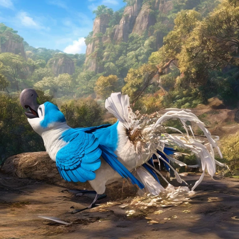 photorealistic, solo, (((( Mimi a female Spix macaw, Blue feathers, avian, feral, hyper excessive anal white feces, screaming)))), hyper realistic, cinematic colors, cinematic lighting, incredible detail, 16k resolution, award winning photography, ((((feral, rear view lying on back)))), ((((bird legs up, anal white feces, white scat, excessive white feces))))