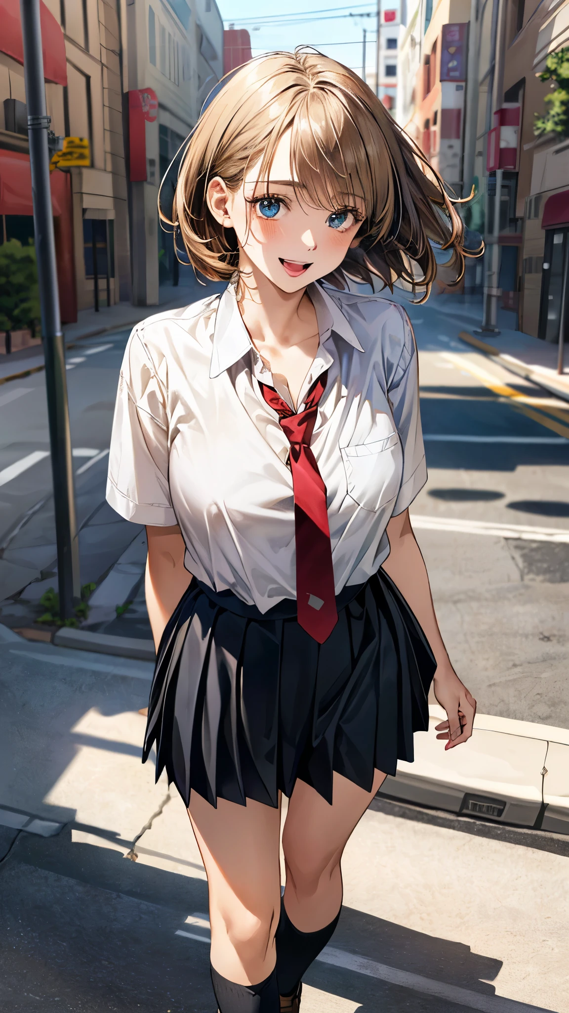 I'm a girl in a high school uniform。shorth hair