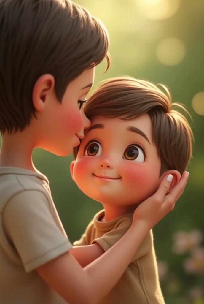 there are two young children that are kissing each other, kissing together cutely, kissing together, Los besos son hechizos sin palabras, by Nándor Katona, kissing each other, beso boca a boca, beso encantador, foto realista, son hermanos, Mateo 9 5, Besando, cabrito, con una gemela, por Maria Helena Vieira da Silva