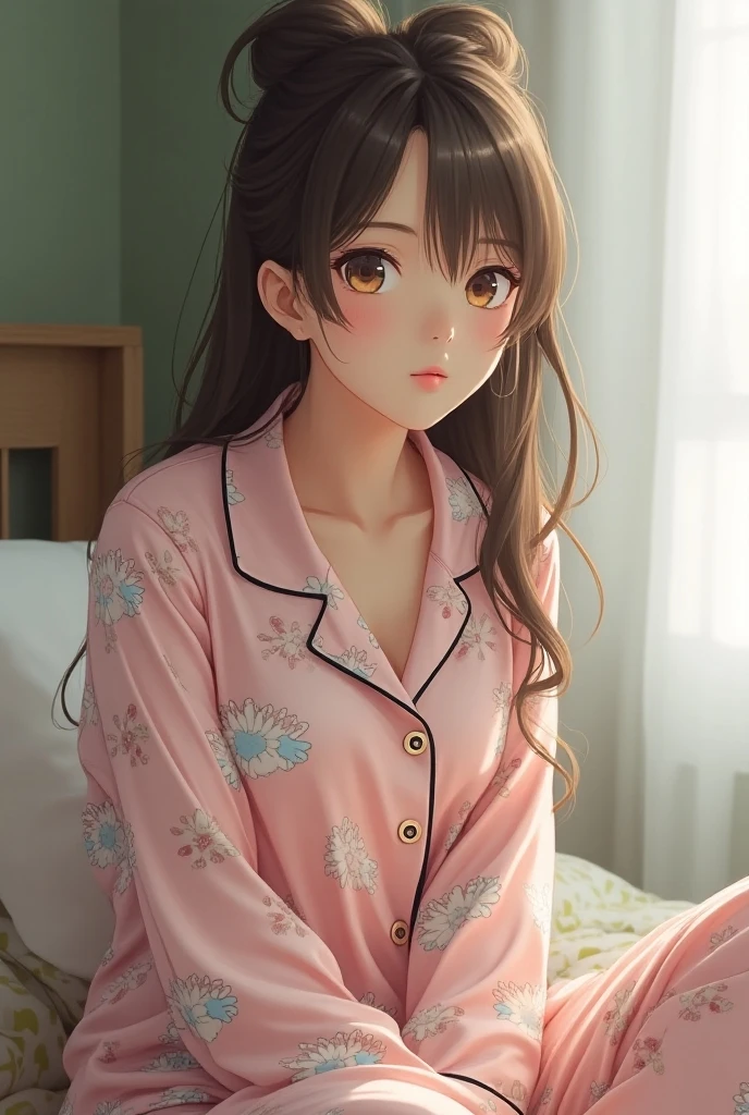 (masterpiece:1.2, top-quality), (realistic, photorealistic:1.4), beautiful illustration, (natural side lighting, movie lighting), 
looking at viewer, 1 girl, japanese, high school girl, 14 years old, perfect face, perfect body, cute and symmetrical face, shiny skin, babyface, tiny, 
(short hair:1.5, straight hair:1.6, long sideburns, light brown hair), asymmetrical bangs, dark blue eyes, big eyes, drooping eyes, (middle breasts, seductive thighs, big ass), 
beautiful hair, beautiful face, beautiful detailed eyes, beautiful clavicle, beautiful body, beautiful chest, beautiful thigh, beautiful legs, beautiful fingers, 
(((pink stripe fluff short short))), (((fluffy rabbit kigurumi pajamas tops))), ((fluff pajamas)), boa pajamas, 
(beautiful scenery), evening, (outside bathroom), standing, (full-face blush, embarrassed, ((wavy mouth))), 