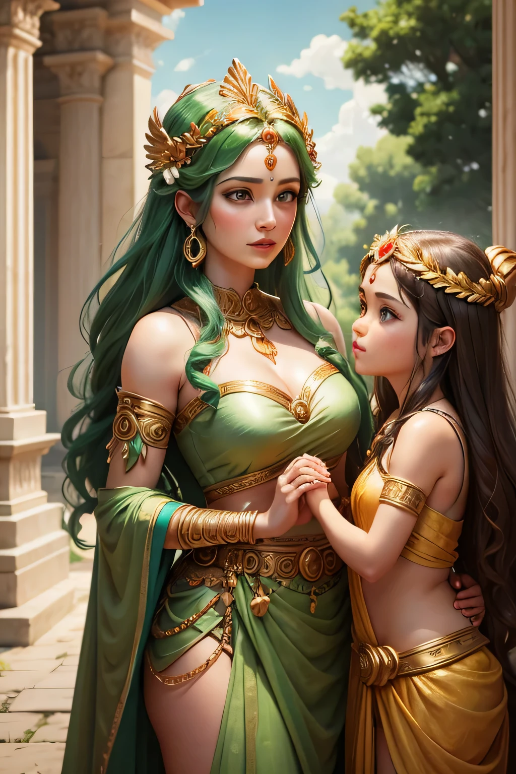 female, 5 foot 5 inches tall, slim body build, waist length wavy brunette to black hair, green eyes, mid 20 age, ethnicity india, ethnicity middle eastern, clothing style 1920-30's, demure dress style, clothing not revealing