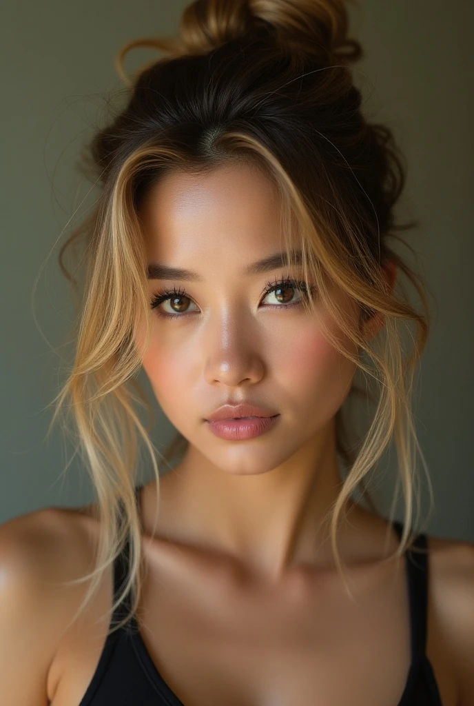 ((best quality)), ((head of&#39;artwork)), (detailed), a sensual body of japanese grandfather, height of 1,60, have sex, avec des vêtements extrêmement petits serrant ses seins énormes, et ton petit vagin,
