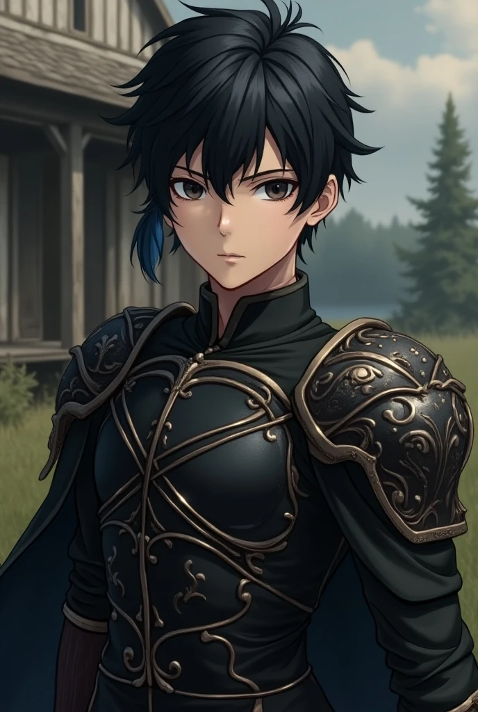 {{portrait, dutch angle}} {{Artist: Sincos}} 1girl, solo, toned female, mature female, medium breasts, black hair, braided hair, long hair, golden eyes, lips, black armour with, black cape, angry, outdoors, swamp, ruins, looking at viewer, standing, holding sword, fog, medieval fantasy, scar, cigarette, smoking, day, blood on face