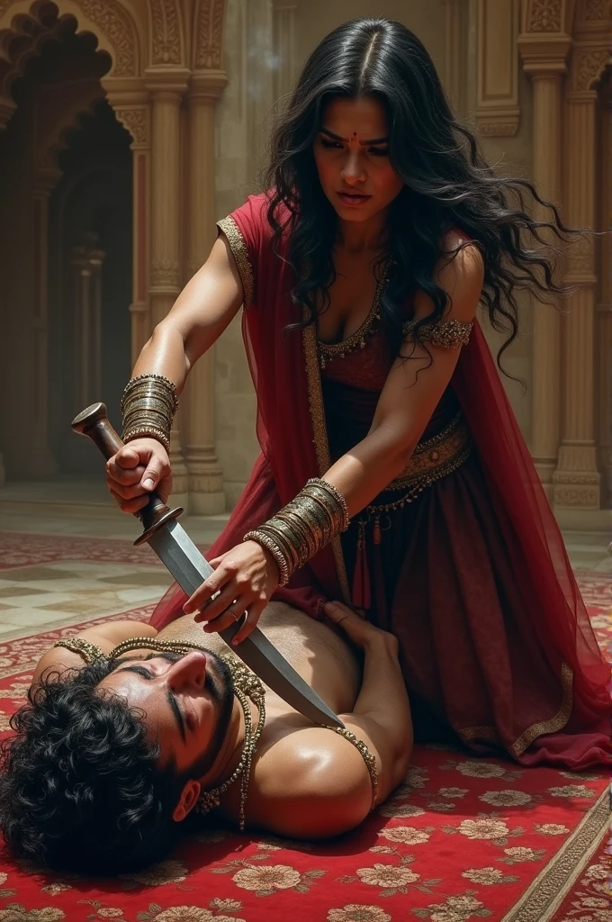 A rajput women brutally killing her traitor husband with knife 