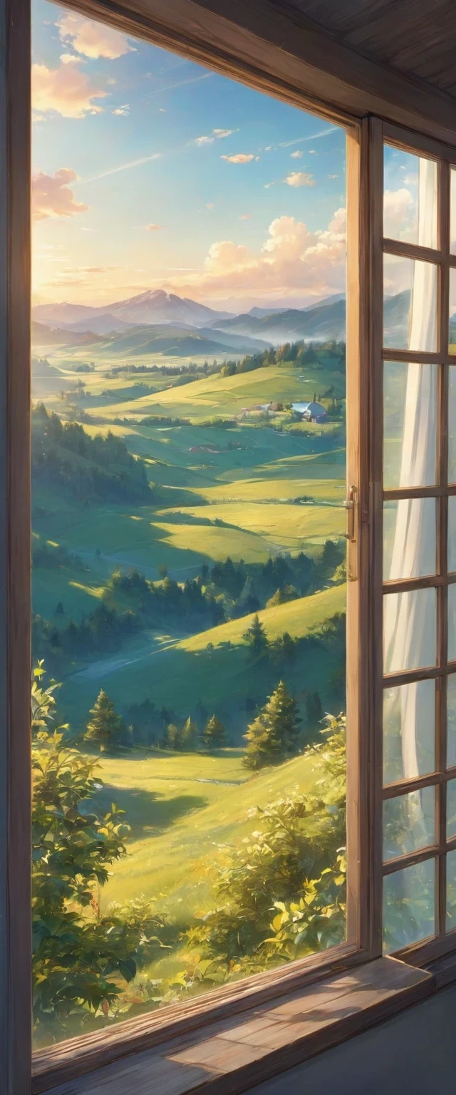 Window view landscape, cozy - SeaArt AI