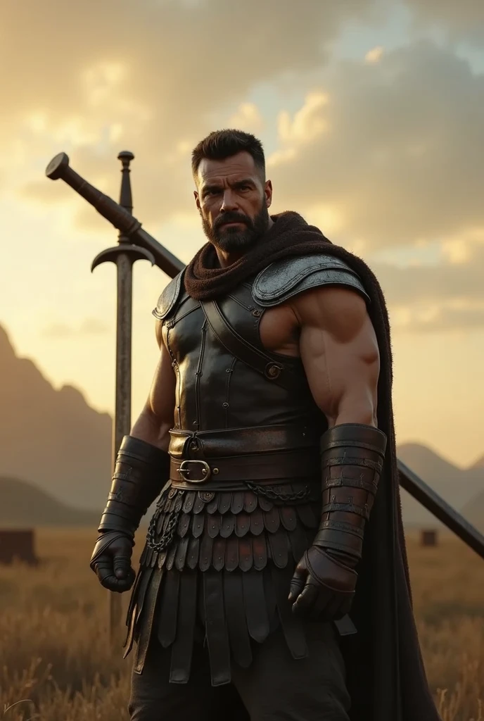 Rossell crowe 2000's is a  Maximus Decimus Meridius was the commander of the Armies of the North and the Felix Legions under the Roman Empire. The greatest general of Rome during the 2nd century AD, he served loyally under Emperor Marcus Aurelius during his Twelve Year Campaign against the Germanic tribes at Vindobona in Germania, smiling as he reunites with his wife and son in a wheat field in the late afternoon, with a beautiful sunset in the background, golden hour,perfect face, perfect body, perfect symmetry, perfect composition, intricate details, hiper realistic, photorealistic, ultra photoreal, 70mm lens,  3  characters on the scene