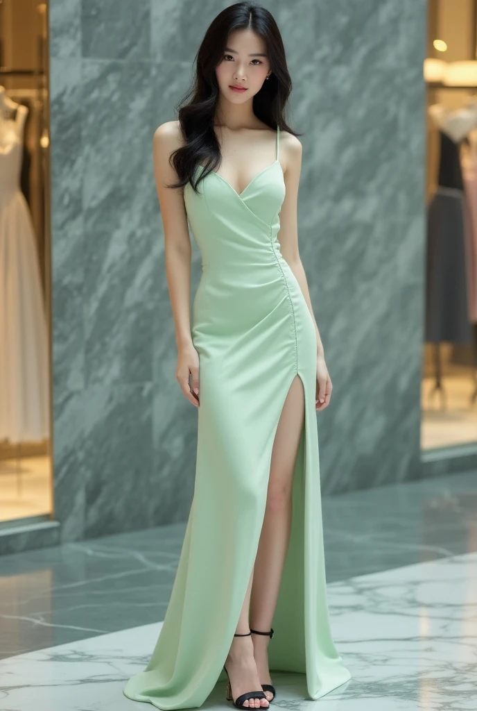 One Woman,Full body photo,Tabletop, Best image quality, high quality, The background is clear,Beautiful woman, Japanese, detailed, detailed eyes, detailed skin, Beautiful Skin, 超High resolution, (reality: 1.4),Very beautiful woman, A slightly younger face, Beautiful Skin, thin, (Ultra-photorealism), (High resolution), (8K), (非常にdetailed) (Beautiful and detailed eyes), (非常にdetailedな), (detailed face), Displaying the viewer, Fine details, detailed face, Staring straight ahead, Staring straight ahead, Photo Real, Bright lighting, Professional Lighting, Black Hair,ponytail,Baby Face,,髪型はponytail,ロングponytailの髪型,smile,Wearing a beautiful long dress、Posing on the runway at a fashion show、on stage、To the extent that it can be made public on seaArt、Maximize your sexy beauty、Create attractive images