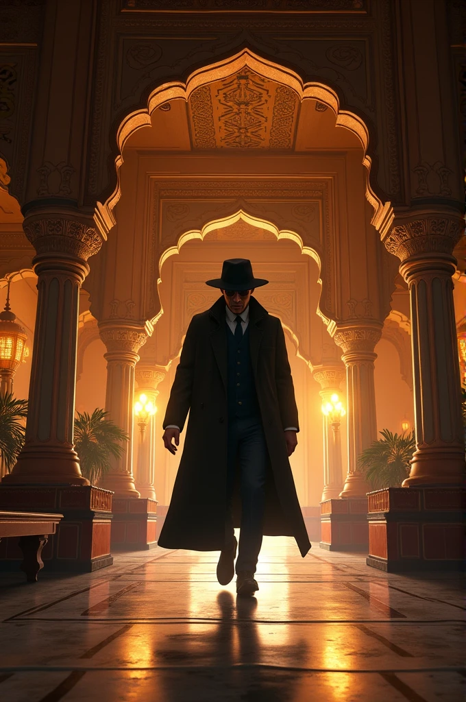sunset, dramatic sunset, muslim man walking down a street past a mosque with a green dome, cinematic matte illustration, detailed digital concept art, game illustration, detailed cinematic render, middle eastern details, stylized concept art, detailed cinematic shot, style of raphael lacoste, cyberpunk mosque interior, detailed game art illustration, inspired by Raphael Lacoste, concept art scene, immensely detailed scene