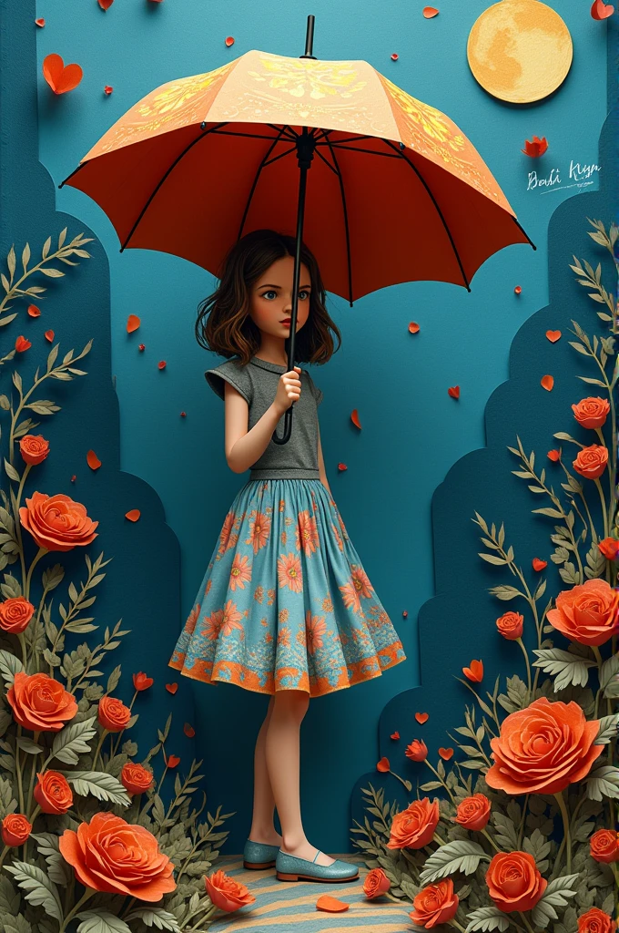 Little girl in floral dress standing next to antique car lying piano playing do re mi --auto --s2