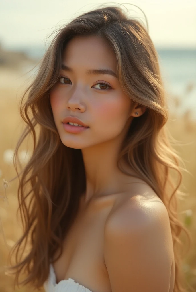 A beautiful Vietnamese girl with sexy breasts, detailed big breasts, detailed beautiful eyes, detailed beautiful lips, detailed long black hair, detailed eyes, extremely detailed face, long eyelashes, detailed eyelashes, intimate moment with boyfriend, Vietnamese man boyfriend, bald head, short hair cut close to head, slightly tanned skin, oval man face, man wearing glasses, country farm setting, rolling hills, golden sunlight, smooth bright skin, sexy pose, nude body, intimate romance, provocative, realistic, 8k, super detailed, masterpiece, dramatic lighting, warm color palette, raw image quality, high quality shots,