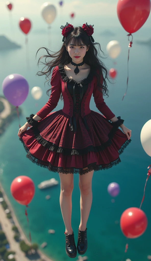 Gloomy sky,Eye of the Storm,The back of a girl in a red dress