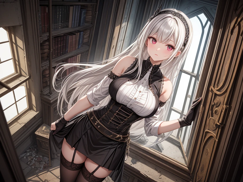 ((Highest quality)), ((masterpiece)), (detailed)　Cowboy Shot,　黒髪Long Hair　｛{{slitの入ったロングスカート}}｝　Contemporary mature adult woman sitting in chair　formal｛{{スレンダーなofficeレディ}｝Exposing shoulders　深いslitの入った膝下スカート　Long Hair　｛{{No sleeve}}｝office　｛{{No sleeveボタンシャツ}}｝　belt　slit　watch　Exposed arms　