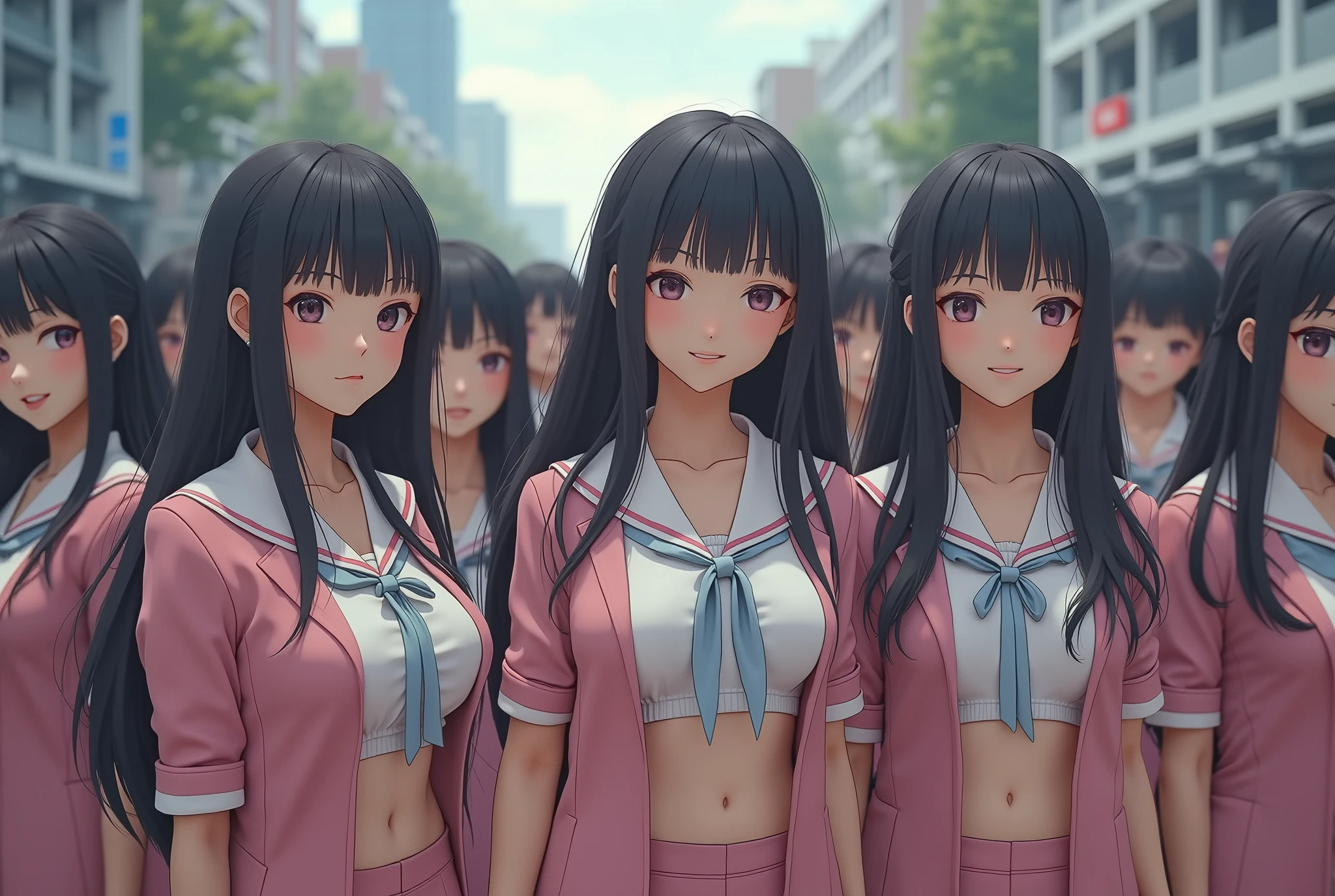(((((Japanese Clone-girls=Myself))))), (((Super Best masterpiece Clone-girls Raw Photography Art))), (((16K, Highest quality, Ultra-high resolution, RAW Photos))), (((It's so unrealistic., With unparalleled depiction, With an unfathomable sight, An unprecedented and shocking worldview, Clone-girls: In a world of mass reproduction, Ultra-realistic))), (((Japanese Girls, Yokoyama-Yui, 18yo, Small face, Thick black hair, long hair, Dark Eyes, Mature face, Cute Smile, Smiling face, A gentle gaze, (((Very pleasant look)))))), (((Very beautiful detailed girls, Accurate body structure, Accurate body movements, Very detailed body, (((Super big breasts, Large bulge of ample breasts)))))), (((High school girl's summer uniform, Short sleeve, mini skirt, hour々I can see your pants, Cleavage Emphasis, Emphasise the fullness of your breasts))), ((((((((Very detailed, Myself cloning, Depiction of splitting oneself, 1Myself girl→1,000,000,000,000,000,000,000,000,000,000Myself cloning girls)))))))), (((((((Myself clone-girlsから, Myself keeps multiplying, (Very detailed and intricate, To the exact, Flawless, (((In the same female body,With the same face, With the same hairstyle, In the same clothes, At the same height, 同じSuper big breastsである))), In a detailed depiction), 1,000,000,000,000,000,000,000,000,000,000 people))))))), (((((Myself girls only))))), (((((1,000,000,000,000,000,000,000,000,000,000Myself girls))))), Myself waiting for a train on the platform at a station in Japan, Depicting yourself moving and standing, View from the train side, Where the wind blows, A super crowded scene, Clear and accurate perspective depiction, Ultra-wide field of view, wide view, Focus on the average value of the image