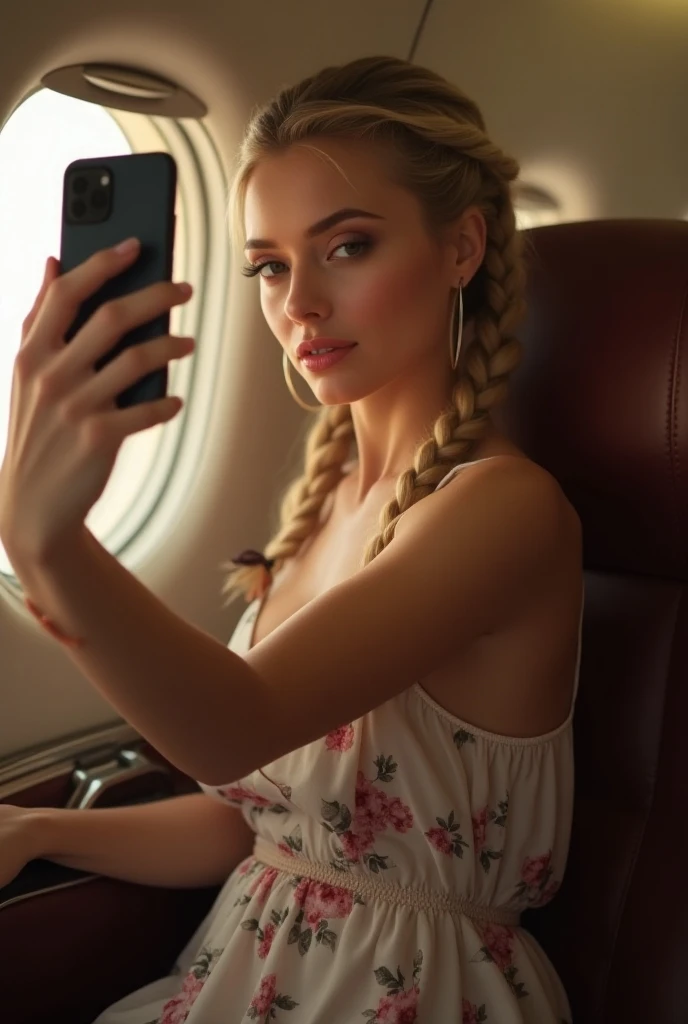 On a yacht, (Lying on the side:1.6), lying on the deck, ( selfie:1.4), dusk, hair ponytail, Polaroid, Kodak portra 400, dof 85mm, beautiful (blonde) European woman, in her 30s, (during dusk:1.6), wearing white bikini, thick body and thighs,