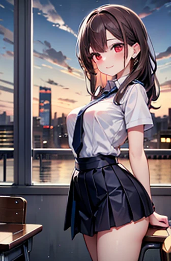 (8K, Best Quality, masutepiece:1.2), (SFW:1.3), (Realistic, Photorealsitic:1.37), Ultra-detailed, 1 girl,Cute, Solo,Beautiful detailed sky,Detailed Cafe,Night,Sitting,Dating,(nose blush),(Smile:1.1),(Closed mouth) medium breasts,Beautiful detailed eyes,(Collared shirt:1.1), bowtie,Pleated skirt,(Short hair:1.2),Floating hair