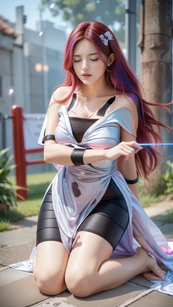 (ultra-detailed,highres,masterpiece:1.2),war zone doctor,blonde man and purple-haired woman embracing,gunshot wounds,blood,stethoscope,medical bag,overwhelming emotions,ruined buildings,smoke,flickering lights,dramatic scene,hopeful expressions,empathetic eyes,compassion,life-saving,love and care,urgent rescue,chaotic atmosphere,torn clothing,shattered glass,debris and dust,heroic efforts,battlefield background,determination,saving lives,vivid colors,contrast of pain and hope,surreal lighting,critical situation,unwavering strength,bravery and resilience,desperation mixed with determination,precise movements,healing hands,bloodstained gloves,medical expertise,heroism in the midst of chaos,deep connection,strong bond.