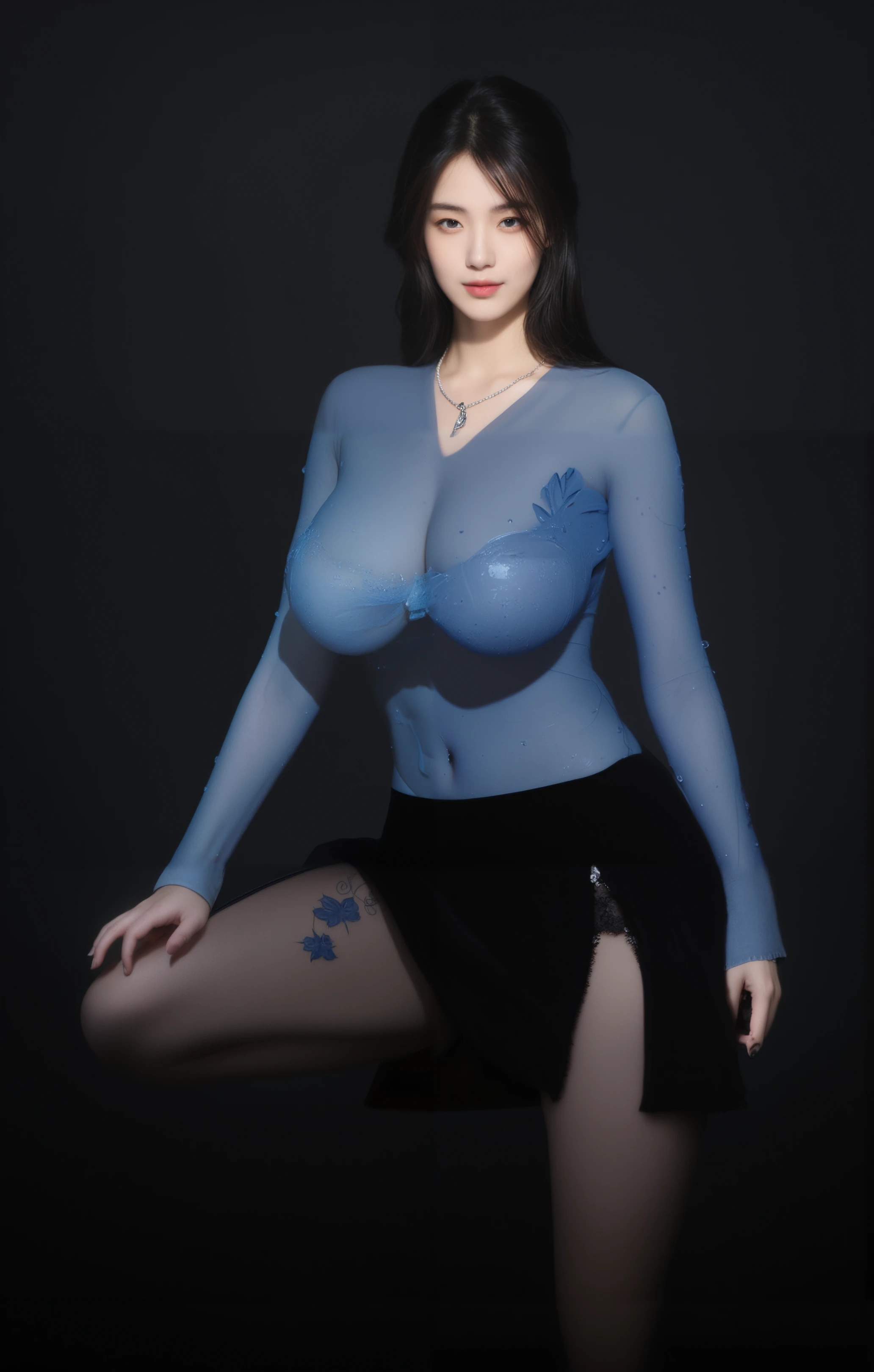 8K, Top Quality, Intricate Details, Ultra Detail, Ultra High Resolution, Masterpiece, close up shot, shot from behind, (Looking back), (full body: 1.1), Slender, Smile, (Makeup: 0.4), ,(( blue eyes, blue hair, bangs, very long hair, extra long hair )), (Fluffy Eyes: 1.21), (()), 1girl, solo, 1 girl, (()), close up shot, , ((tall)), (((fit body))), (((slim face))), sharp face, (( )) ,(detailed face), sharp face, small lips, , ,(( ass up, butt cheek,)) ,,wind blow hair ,
((, )), , ((naked, nude )), detailed face, detailed breast, large breast, huge breast, detailed ass , detail nipples ,, Narrow Waist, Skinny, tall , 190 cm tall, Muscular, Navel, Exposed Abdomen, Pointed Chest,, Beautiful girl with accentuated slender abs: 1.4, Six Pack Abs: 1.4, , Perfect Body, detail legs, (( dark background)), black background,