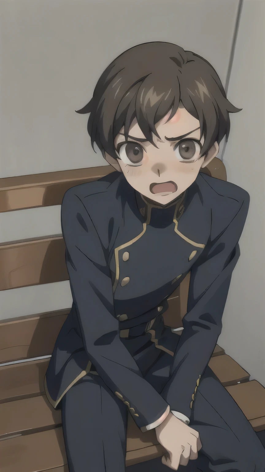 score_9, score_8_wonderful, score_7_wonderful, sauce_anime ,Seraph of the End,Glenn Ichinose,Male Focus,1 male,No pants,Auction,On all fours,Place your hands on the floor,penis,Leash color,View your viewers,Squat,humiliation,Obedience,Blue tie,blazer