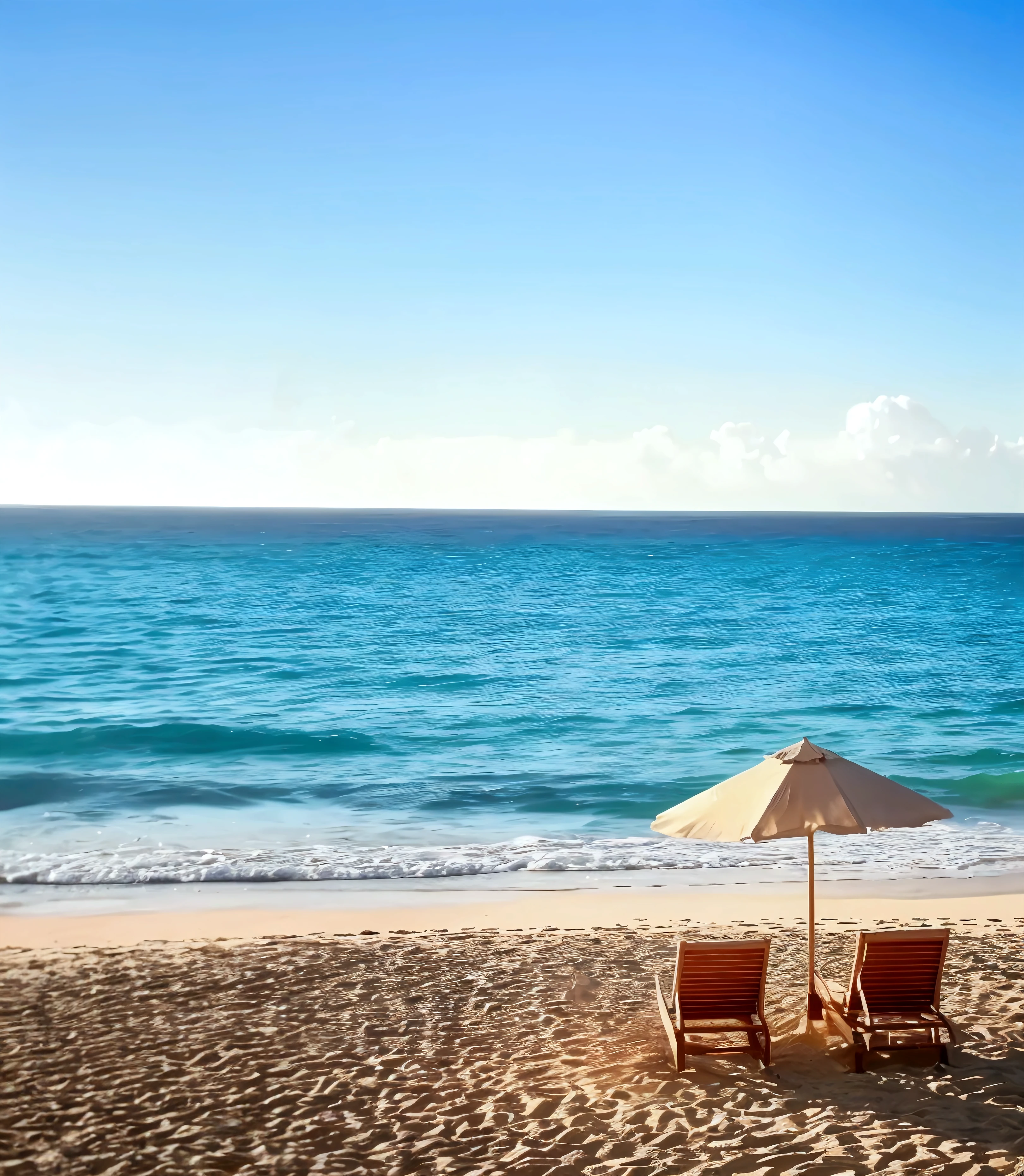 spiaggia con ombrellone e telo mare con mare sullo sfondo --auto --s2