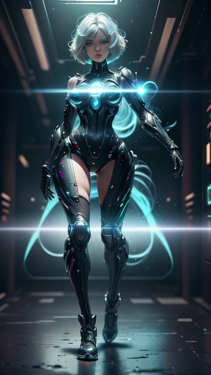 One girl, alone, (hatsune miku), Big Breasts, Aqua Hair, Aqua Eye, Twin tails, Heavy Cybernetic Boots, Heavy Cybernetic Gauntlets, Heavy Cybernetic Leotard, High heels, (Heavy cybernetic visor:1.1), cybernetic face mask, Cybernetic Armor Plating, Machinery Parts, Decided, Glowing neon, Thruster, Armored cooling vents, Android, sf, motorcycle, Mobile Suit, good_face:0.8