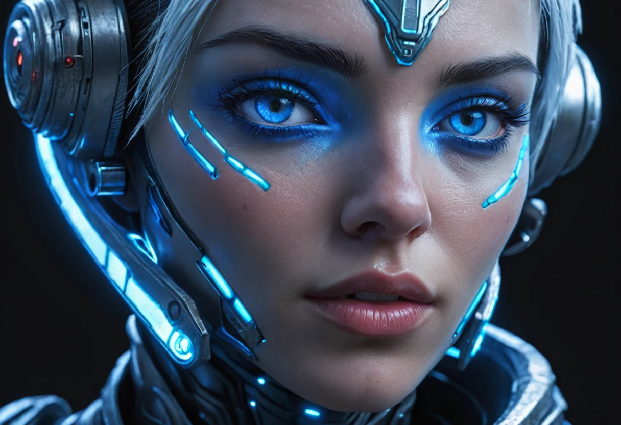 FACE WOMAN powerful armor, sharp look,
Frost, Calls, perfect details, (Best Quality, 4k,
High resolution, masterpiece:1.2), ultra detailed,
realist:
1.37, HDR, studio lighting, vivid colors, (cyberpunk,
Futuristic) style, lcy Blue Color Scheme, dynamic
lighting. MOD ULTRA FACE 8k laser eyes