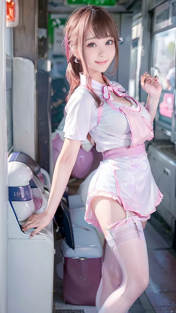 (full bodyesbian:2),(1girll:1.2),(Reveal high heels,A perfect match to the picture:1.1), (anatomy correct:1.3), (Clear latex pantyhose:1.4),(Cyberpunk city characters|Underground|At the summit|on a snowy mountain|over the sea|in the water|On the boat|Top of high-rise building|On the street|in woods|at the lakes|In front of the waterfall|in an airplane|In space|In the palace|In glass|In the sewers|In the mud|in a Petri dish|In nuclear wastewater|In venom|The metropolis of the future|:1.1),(Dressed in gorgeous Japanese printed JK student uniforms), (Polished pointed toe heels:1.6), (Stockings reflective:1.5),(In pink|amarelo|blue colors|green color|red colour|white colors|black in color|purpleish color|greys|Beige|Flesh-colored:1.3),(Accurate and perfect face:1.4),A shallow laugh,,hyper HD, Ray traching, reflective light,structurally correct, Award-Awarded, high detal, lightand shade contrast, Face lighting,cinmatic lighting, tmasterpiece, super detailing, high high quality, high detal, best qualityer, 16k,