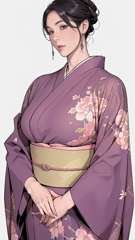 irisA, ponytail, pigtails, pink hairband, kimono, large pink bow, white tights