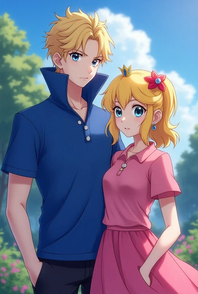 concept:A portrait oふ a beautiふul woman。 quality:(highest quality, 4K, High resolution, masterpiece:1.2), Very detailed, (Genuine, photoGenuineistic:1.37), (blonde, semi-long, high school girl, Dark blue bloomer:1.2, White gym uniform with round neck, Depicting from head to waist、Couple、1 male、1 female、Princess hug、Physical Difference Couple