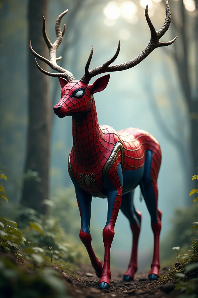 deer in the Spider-Man costume have a great body stand in 2 legs