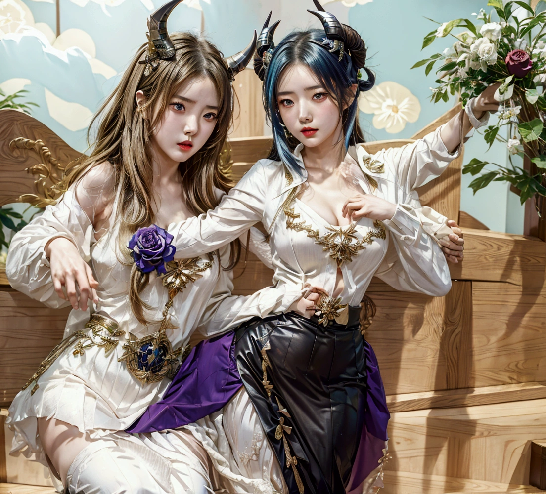 (A masterpice、HighestQuality、HighestQuality、Official art、Beautifully Aesthetic:1.2)、Countless candlelights,(1girls)&Rosa、Extreme details、(Fractal Art:1.3)、colorfully、the highest detail、Full shot of the enchanting Amish、