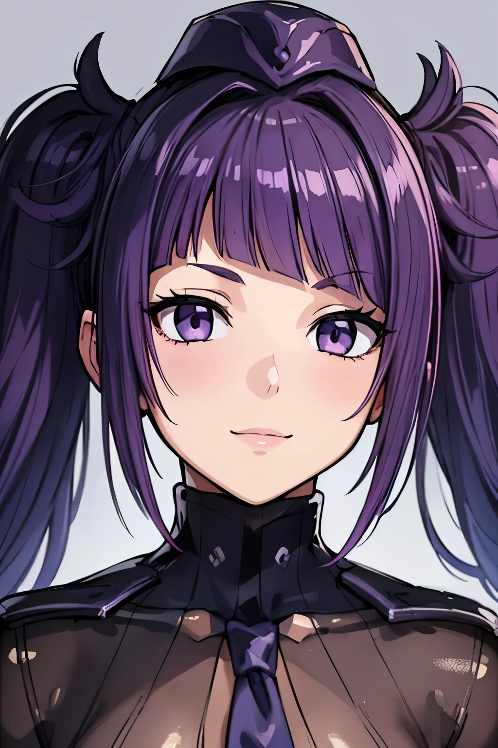 masterpiece, highest quality, (highest quality), (best illustrations), 8k,In the bedroom,{{{masterpiece}}}, {{{best quality}}}, {{Super detailed}}, {{very delicate and beautiful}}, DOLLSUIT, black DOLLSUIT, {{{best quality}}}, {{Super detailed}}, masterpiece, highest quality, (highest quality), (best illustrations), 8k,{{{masterpiece}}}, {{{best quality}}}, {{Super detailed}}, {{{best quality}}}, {{Super detailed}},,Facing forward, face close up , smile, mamimi , (purple eyes:1.1), purple hair, twintails,