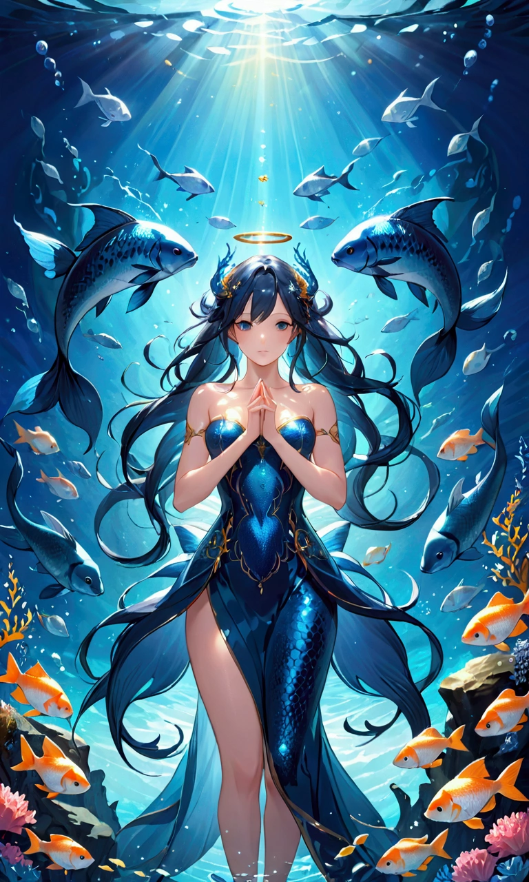 Welcome to the unknown、Angels will guide you､kindly smile、Beautiful girl with a sense of transparency、beautiful fairies､Large transparent blade､Swimming、mermaids、Under the sea