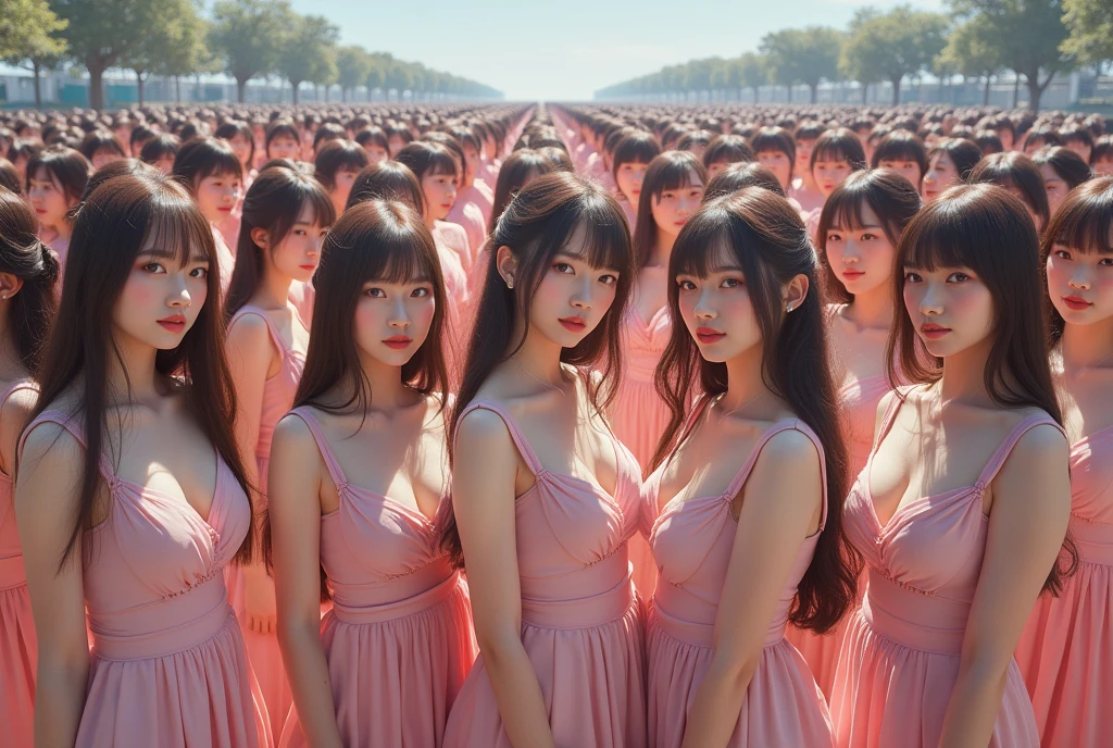 (((((Japanese Clone girls=Myself)))))), (((Best Super High quality Myself Clone girls Raw Photography Art))), (16K, Highest quality, Ultra-high resolution, RAW Photos), (((It&#39;s so unrealistic., With unparalleled depiction, With an unfathomable sight, An unprecedented and shocking worldview, Clone girls in a world of mass reproduction, Ultra-realistic))), (((Japanese, woman, 20yo, Saito-Asuka))), (Small face, ((Thick black hair, Semi-long hair))), ((V-neck short-sleeve dress)), (((((Very detailed美しい女体, Accurate body structure, Very detailed完璧な, Super busty body with very large breasts, Clearly emphasizes cleavage))))), (((Dark Eyes, Mature face, Cute Smile, A gentle gaze))), (((Her happy and smiling expression is so cute))), ((((((((Very detailed分身増殖描写, ((1girl→Myself cloning→1,000,000,000,000,000,000,000,000,000,000,000,000,000,000,000,000,000,000,000,000Myself Clone girls)))))))))), ((((((((Very detailed, The precise depiction of the proliferation of Myself Clone girls, ((With the perfectly identical bodies of Myself clone girls, With the exact same face as the Myself clone girls, With the exact same hairstyle as the Myself clone girls, In the exact same clothes as the girls who are my clones, Perfectly the same height as the Myself clone girls, Super big breasts, just like the Myself clone girls)))))))))), (((Myself clone girls only))), (((Very detailed depiction, (A group of Myself clone girls hugging each other, A large gathering of Myself clone girls, Fun conversations among crowds of Myself clone girls, A fun conversation among a crowd of Myself clone girls, Flirting with a crowd of Myself clone girls, Multiple Myself clone girls walking together in a crowd, turn around, The approaching crowd of Myself)))), (((Everyone looks at the camera))), (((Unbelievably crowded, Transcendent Myself clone girls intimately, A crowd of Myself clone girls surrounds you in 360 degrees))), (Bright, soft sunlight), (((Very wide field of view, Very detailed, Detailed ultra-perspective depiction with clear depth, super wide view))), (((((The place where multiple Myselfs join together is a blissful place))))), (((Very photographic and detailed depiction, Myself clone girls will multiply infinitely and fill the surroundings from one side to the horizon with their bodies tightly packed together without any gaps., A scene of endless Myself clone girls, giving a happy vibe.))), (Focus on the average value of the image)