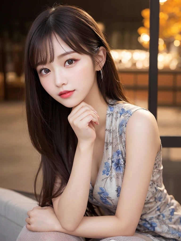 masterpiece, The highest image quality, hightquality, beautiful a girl, japanes, Japan schoolgirl, Popular Korean Makeup,Santa Claus Costume、christmas night、 detaileds, Swollen eyes, A detailed eye, Detailed skin, Beautiful skins, 超A high resolution, (现实:1.4), very extremely beautiful, Slightly younger face, Beautiful skins, slender, (A hyper-realistic), (hight resolution), (8K), (beautifully detailed eyes), (ultra-detailliert), (wall-), (详细的脸), looking at the viewers, finely detail、A detailed face、pureerosfaceace_v1、A smile、Looking straight ahead、Looks straight from the waist up、photos realistic、Bright lighting、length hair、Winter City