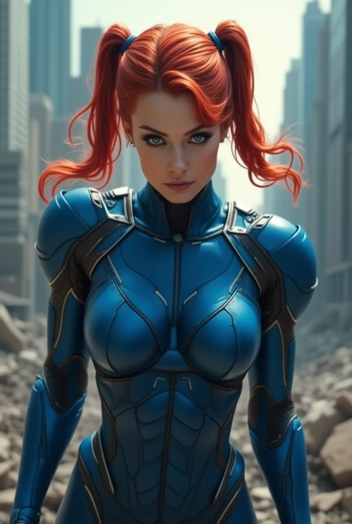 ((all blue body fully covered with many scales)), New York, time square, beautiful, long red hair ((all blue body fully covered with many scales)), Mystique, from Marvel's X-Men, is a shapeshifting mutant (with all blue skin fully covered with many scaly( and the ability to transform into anyone. Known for her mysterious nature and complex morality, she is sex, a spy and skilled manipulator. Standing out as a beautiful intriguing figure, she assassin. Her determination, cunning and complex connections make her an intriguing and multifaceted figure. (best quality: 1.0), (Ultra Highres: 1.0), highly detailed face and eyes, (photorealistic: 1.2)
