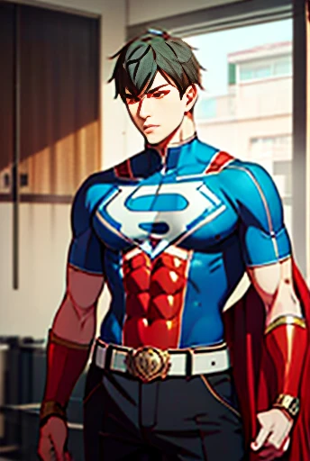 ( best quality), (Highly detailed CG), ( best quality), Superhero Outfits, Beautiful and attractive young man, Lean and muscular