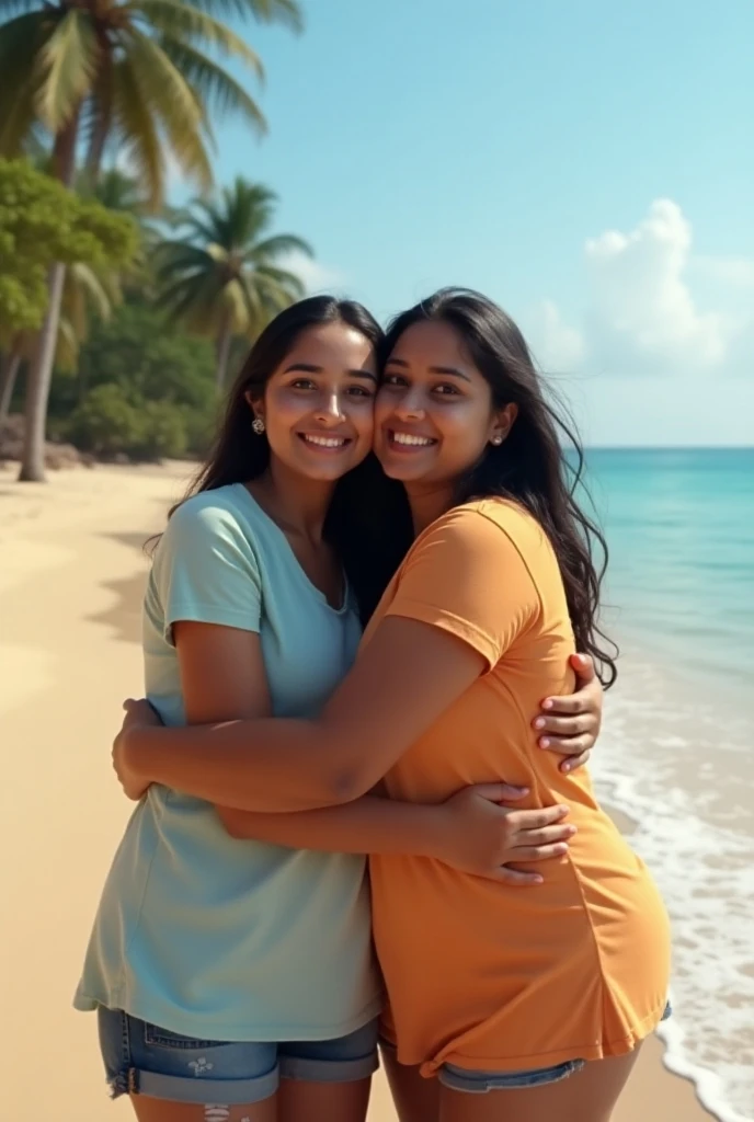 a vibrant scene of a 20-year-old indian brother and sister radhika and rohan frolicking in a picturesque swimming pool under the dappled shade of a palm tree, radhika with her delicate yet athletic frame flaunting her muscular legs as she emerges from the crystal-clear water with a playful smile on her cute detailed face, her deep brown eyes sparkling with joy as she splashes her brother rohan who responds with a good-natured laugh, rohan equally captivating in his red speedo briefs showcasing his toned physique and strong legs as he leaps in the air reaching for a floating beach ball, the vibrant red of his swimwear contrasting beautifully with the sky-blue string bikini worn by radhika which complements her radiant skin and highlights her youthful exuberance, the siblings' expressions full of warmth and camaraderie capturing the essence of an unforgettable summer afternoon spent together, the pool's cerulean water inviting and the surrounding lush greenery framing the picture-perfect moment creating a serene backdrop for their playful antics, the siblings' laughter echoing through the quiet afternoon a testament to their unbreakable bond and shared joy, the sun's rays dancing on their wet hair and skin casting a warm glow that adds to the overall allure of the scene,(best quality,4k,8k,highres,masterpiece:1.2),ultra-detailed,realistic,photorealistic,photo-realistic:1.37,HDR,UHD,studio lighting,ultra-fine painting,sharp focus,physically-based rendering,extreme detail description,professional,vivid colors,bokeh,portrait