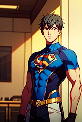 ( best quality), (Highly detailed CG), ( best quality), Superhero Outfits, Beautiful and attractive young man, Lean and muscular