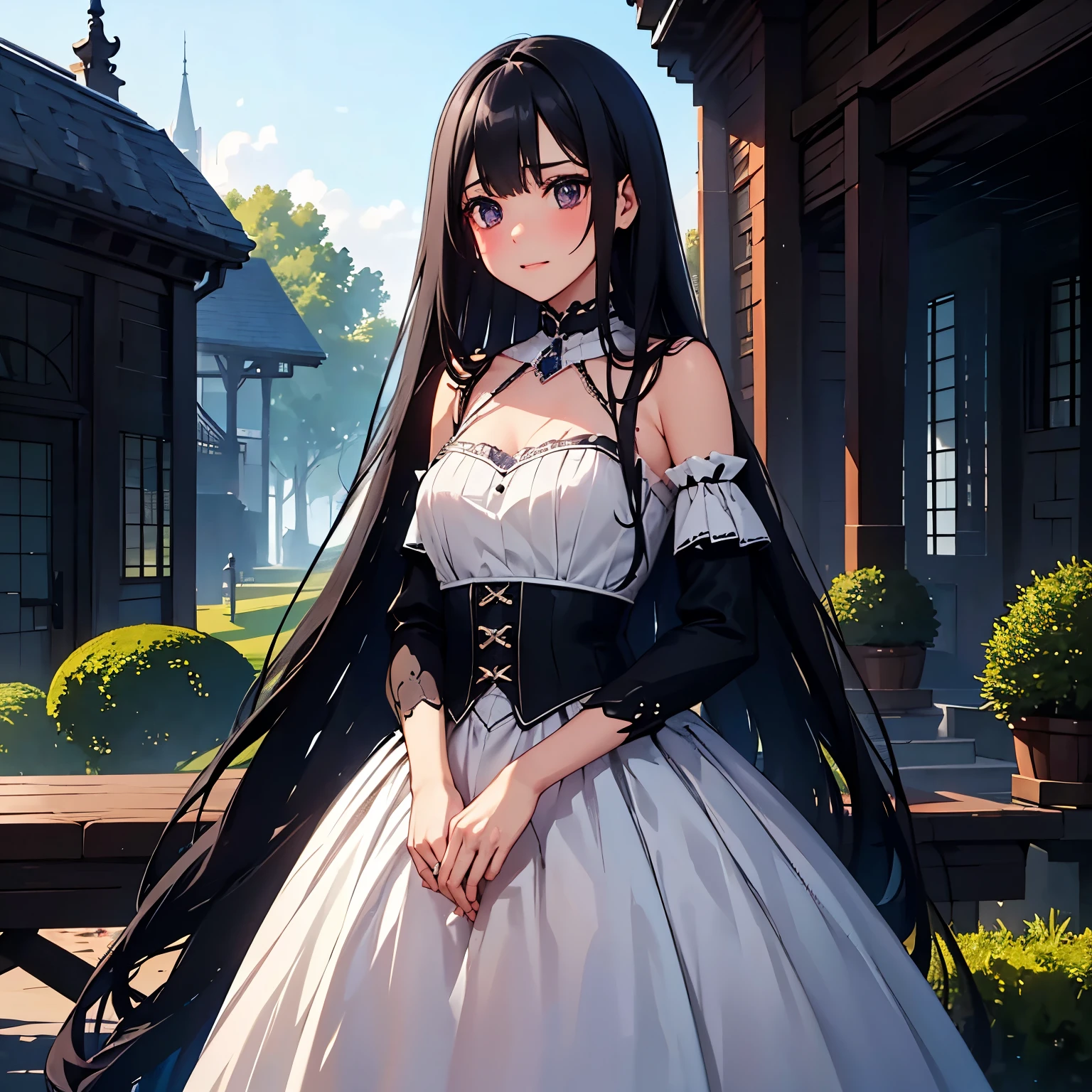 A slender woman with long, flowing black hair, standing at 160 cm tall, weighing 45 kg, with a petite chest. Her eyes are a soft, pale blue, giving her a mysterious and ethereal aura. She is depicted in a dreamlike, surreal setting with ethereal lighting. Her delicate features are finely detailed, and her expression is serene. The colors are soft, blending blues, purples, and silvery tones to enhance the fantastical atmosphere. The image is rendered in ultra-high quality, capturing every fine detail with stunning clarity