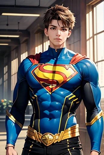 ( best quality), (Highly detailed CG), ( best quality), Superhero Outfits, Beautiful and attractive young man, Lean and muscular