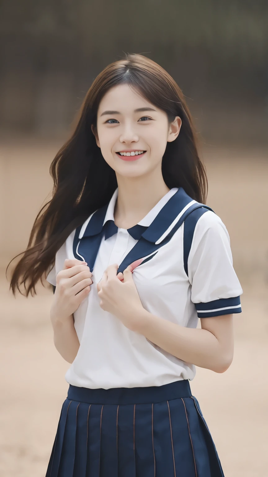 ((Highest quality、8k、masterpiece:1.3))、RAW images、One Girl、Japanese、Makes your face smaller、Cute smile, high 、Beautiful woman:1.3、{{Very thin body:2.0}}、(Long Hair、Very small breasts:1.2)、{{small breasts:1.8}}、(( Athletics Uniforms :1.2))、Beach、double eyelid、whole body、slender、{{ Tight Waist :2.0}}, Accentuated crotch、Slender body type、Hair blowing in the wind、200mm telephoto lens、