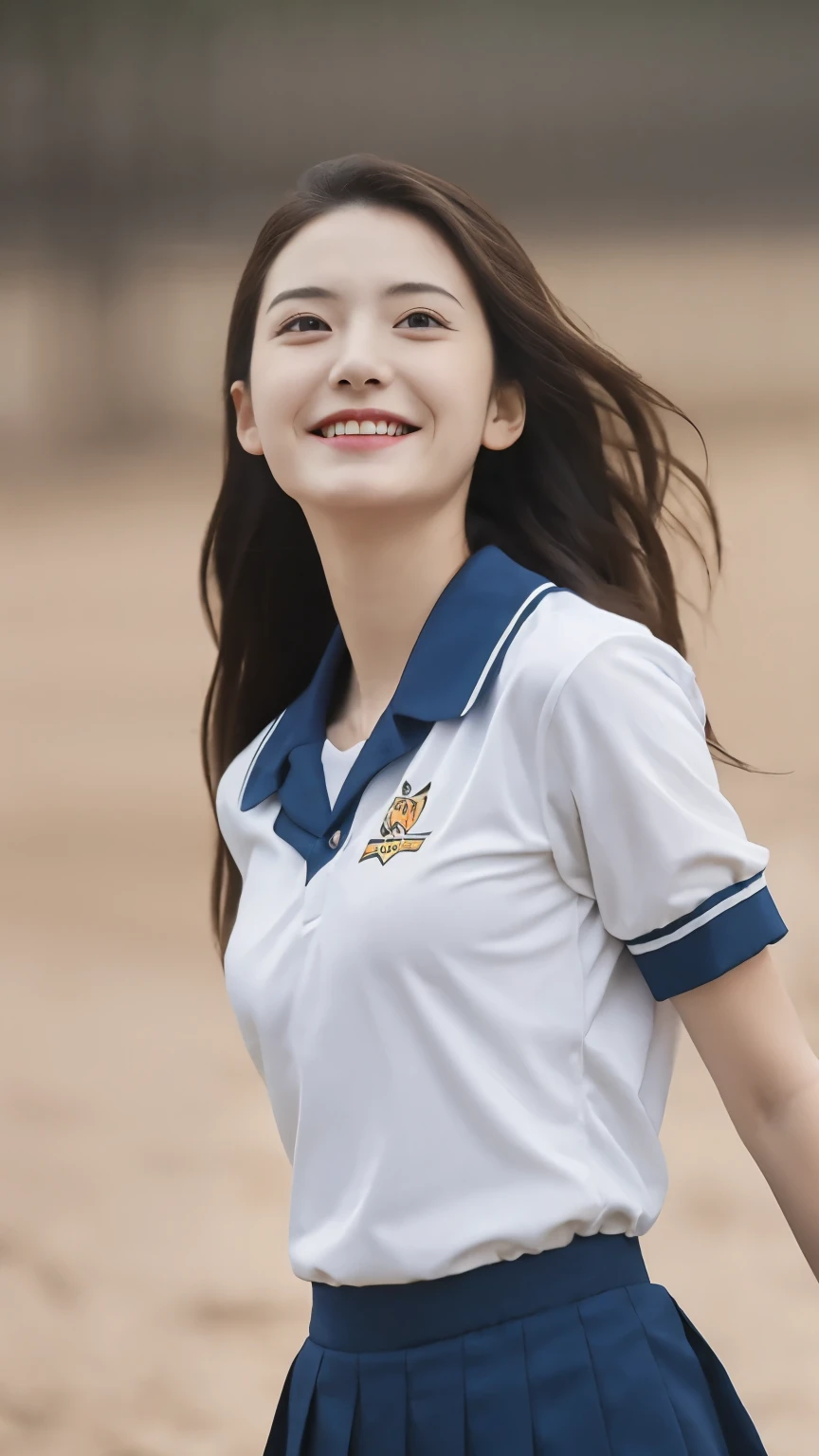 ((Highest quality、8k、masterpiece:1.3))、RAW images、One Girl、Japanese、Makes your face smaller、Cute smile, high 、Beautiful woman:1.3、{{Very thin body:2.0}}、(Long Hair、Very small breasts:1.2)、{{small breasts:1.8}}、(( Athletics Uniforms :1.2))、Beach、double eyelid、whole body、slender、{{ Tight Waist :2.0}}, Accentuated crotch、Slender body type、Hair blowing in the wind、200mm telephoto lens、