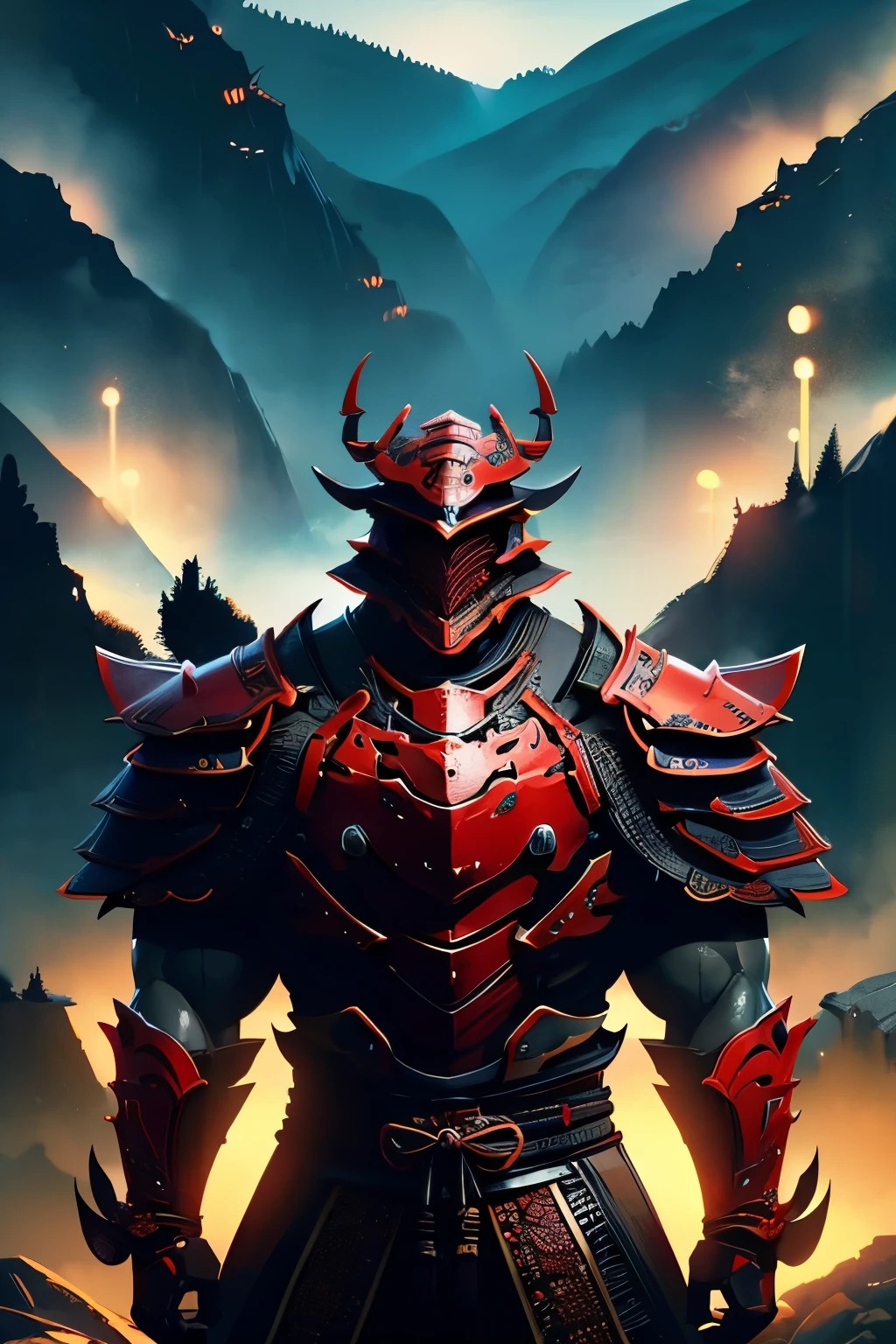 dark and foggy aura, foggy mountains, samurai armor,armor,crab,huge and powerful warrior,detailed crab armor, intricate samurai armor,club weapon, muscular arms, ,dark moody lighting,cinematic dramatic lighting,dark fantasy,