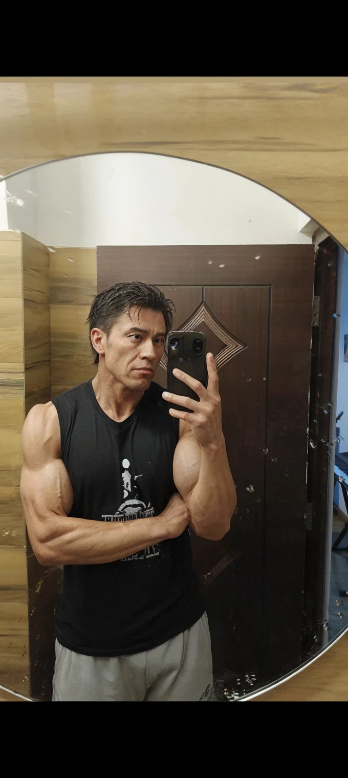 Very short stature,Hyper bulky body,Very taut muscles that are bulging out,Very hard muscle bodybuilder ,musclegod,square face,oversize bulk muscles,oversized muscle body,very pump up muscle body,Japanese gay,dwarf,45yo.Hidetada yamagishi,Very sexy,Little penis,Very enlarged muscles throughout the body,Beautifully shaped groin,no wearing,tanned brown skin Japanese, six packs abs,attractive, beautiful huge size muscle body,Very handsome , charming, dominant, virile,no clothes. Full body picture, good lighting, realistic photo quality, detailed.