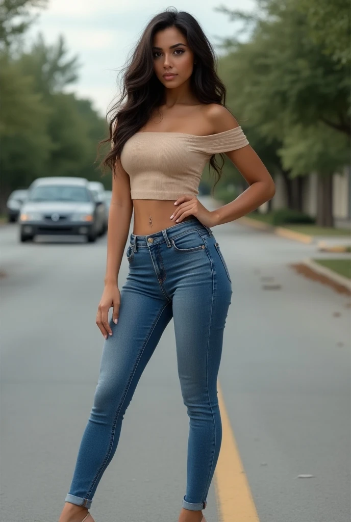 Beauty, fashionable outfit, big breasts, pure and playful
